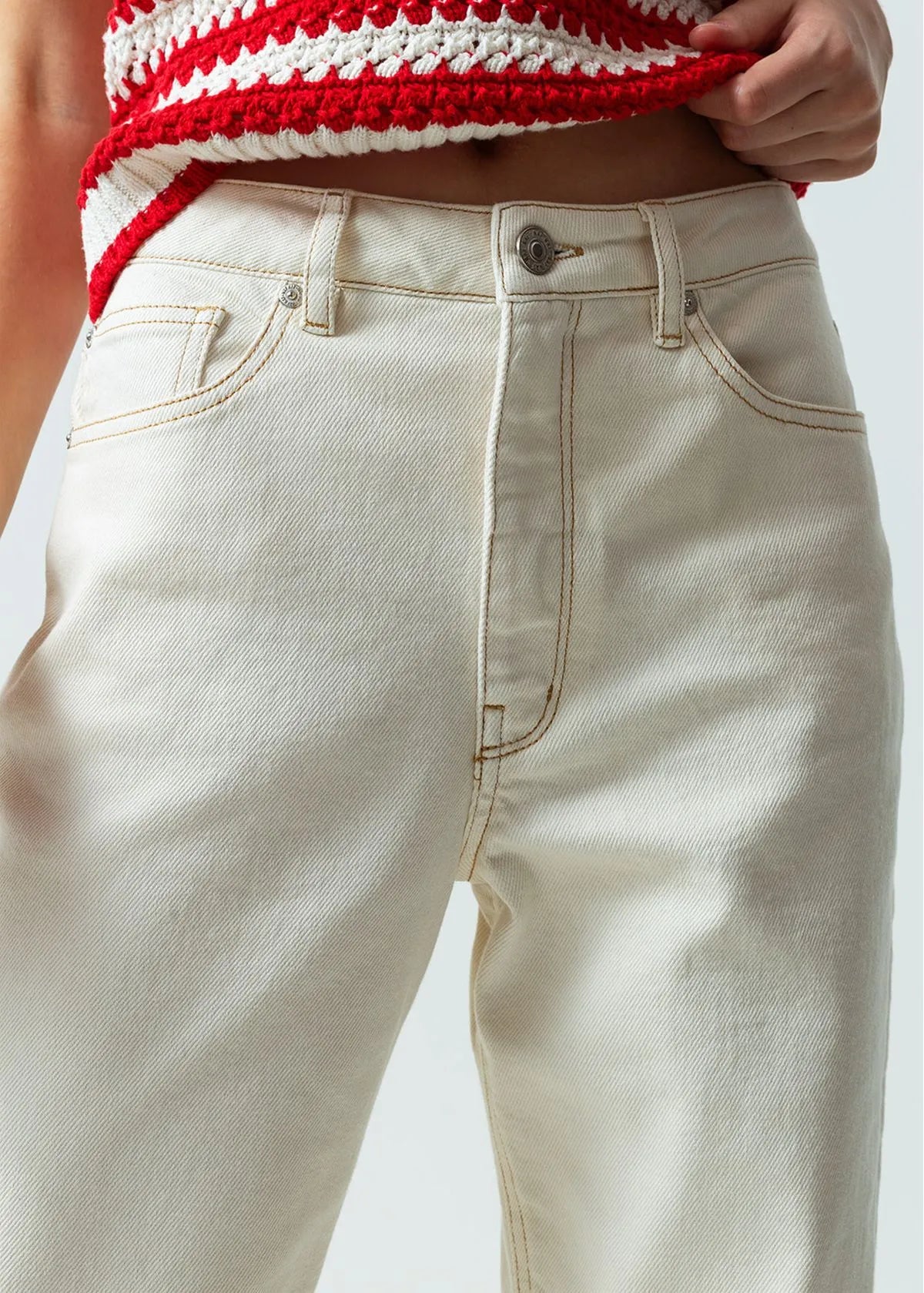 Straight high-rise denim pants