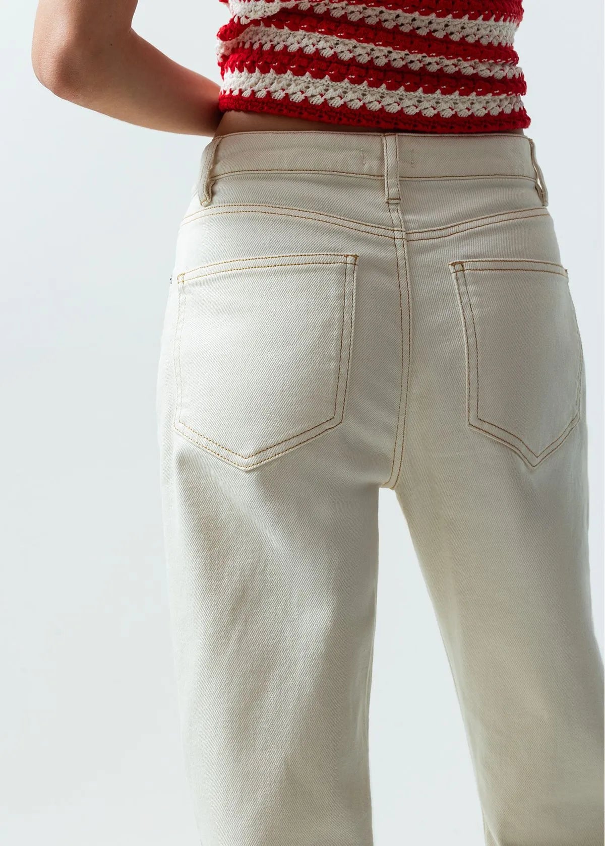 Straight high-rise denim pants