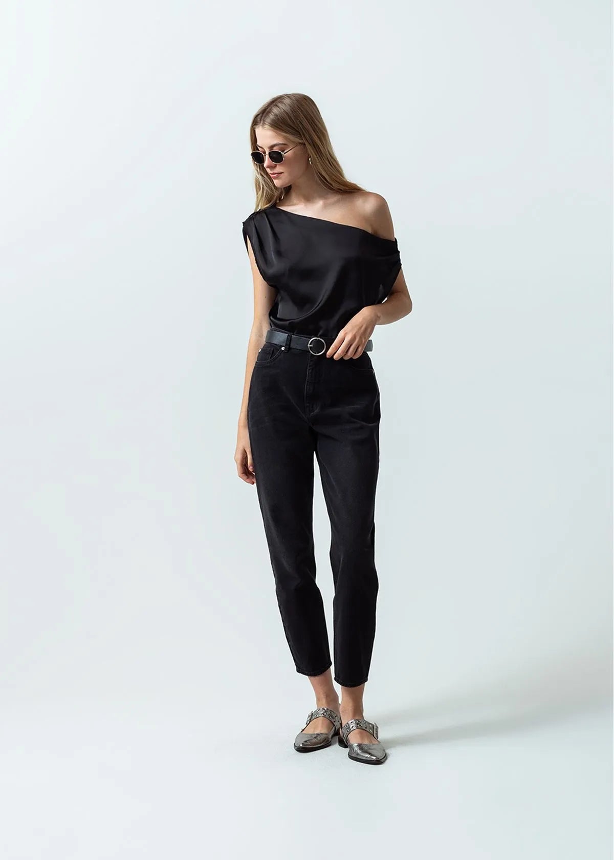 Shirt sleeve shirt in satin