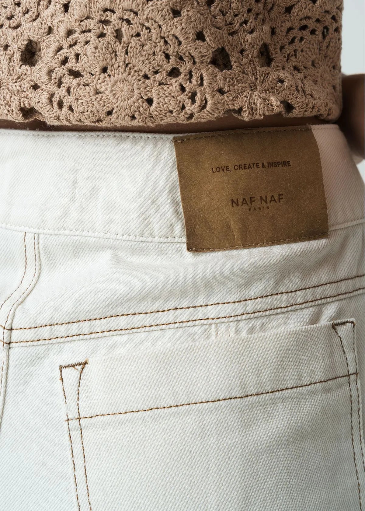 Midi skirt in white denim