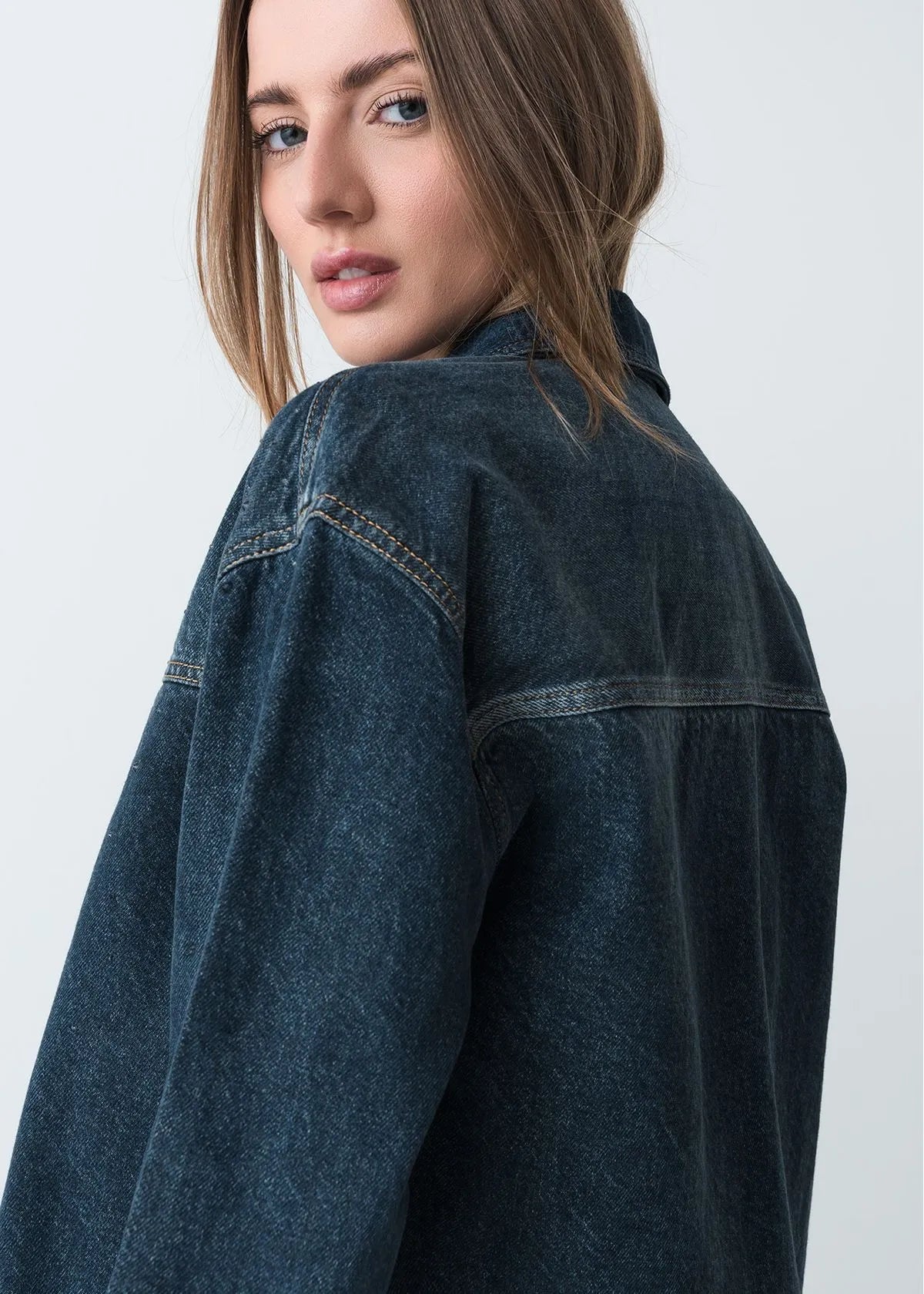 Denim jacket with appliques