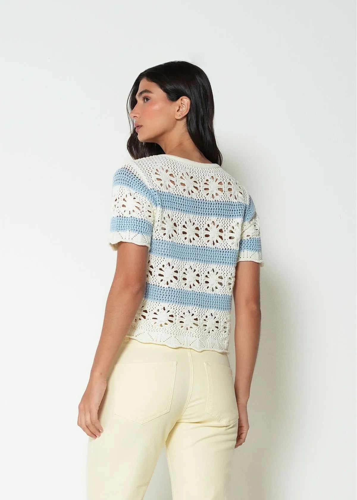 Striped woven T-shirt