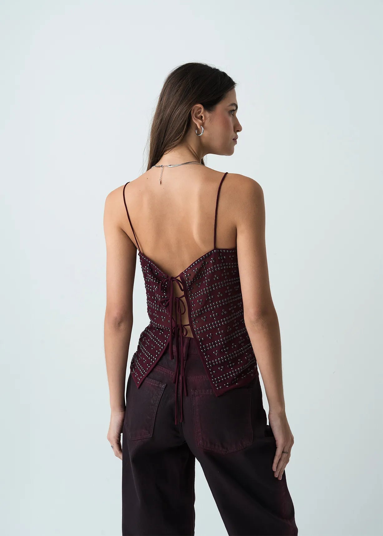 Sleeve strappy shirt with neckline