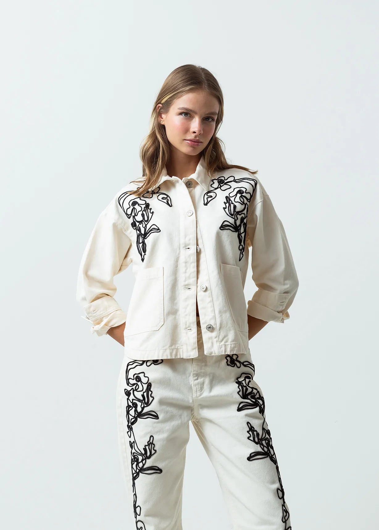PRINTED WHITE DENIM OVERSIZED
