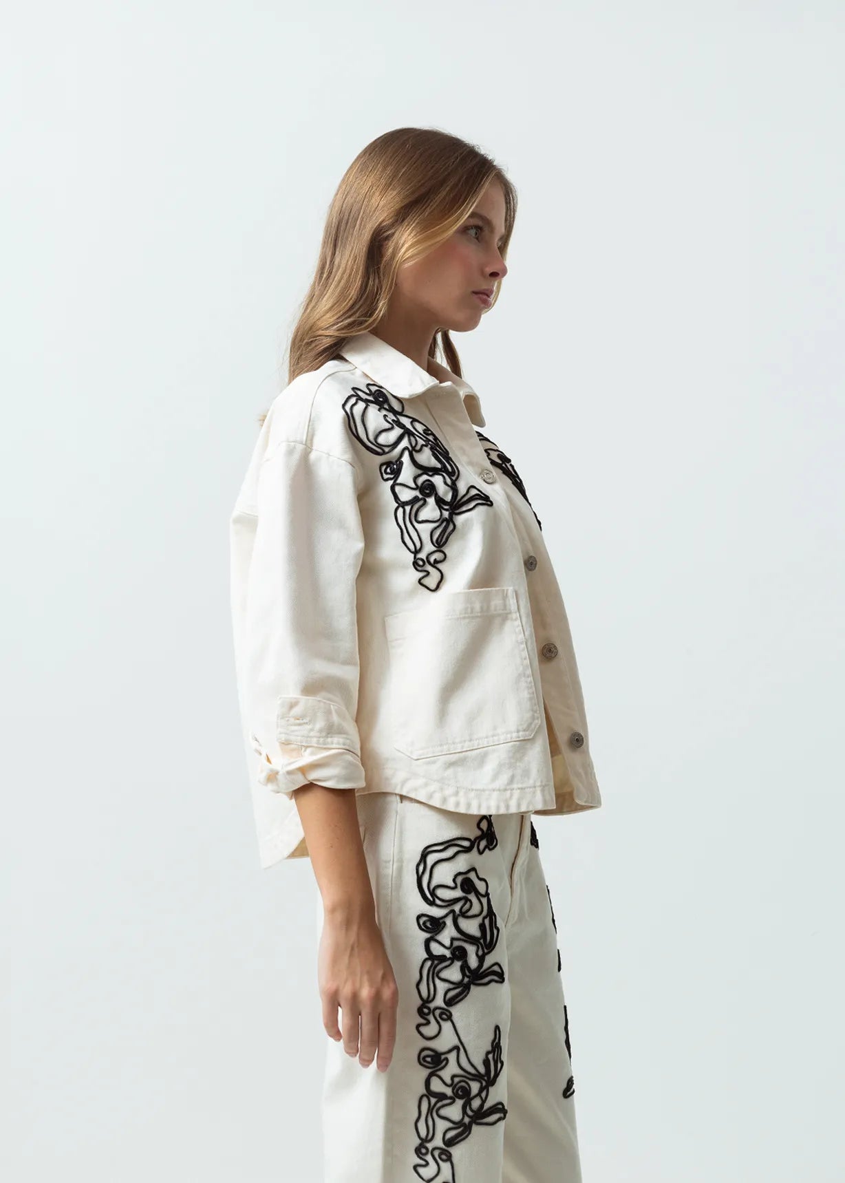 PRINTED WHITE DENIM OVERSIZED