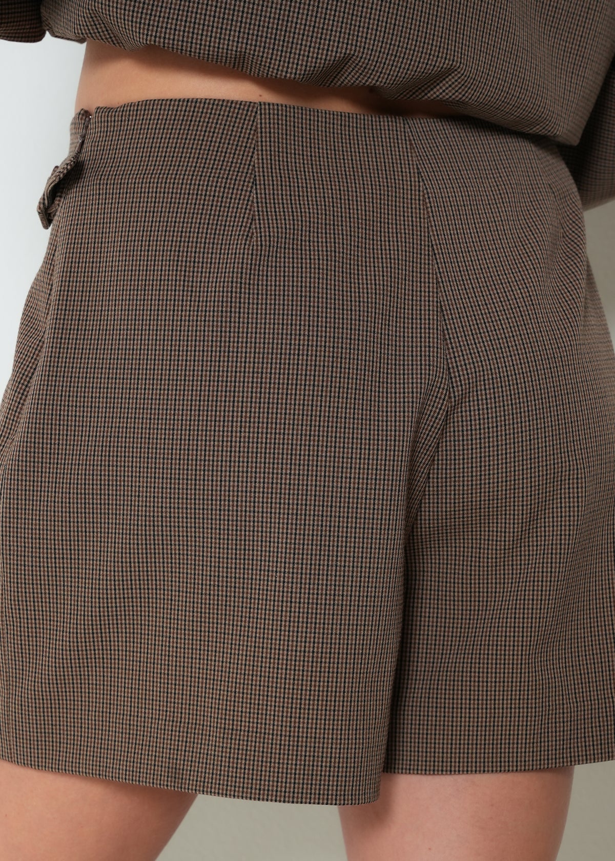 Brown Micro-Check Skort