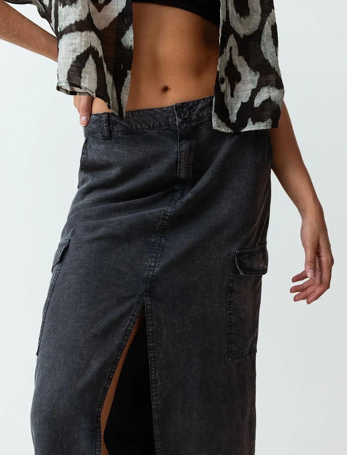 Long skirt with opening