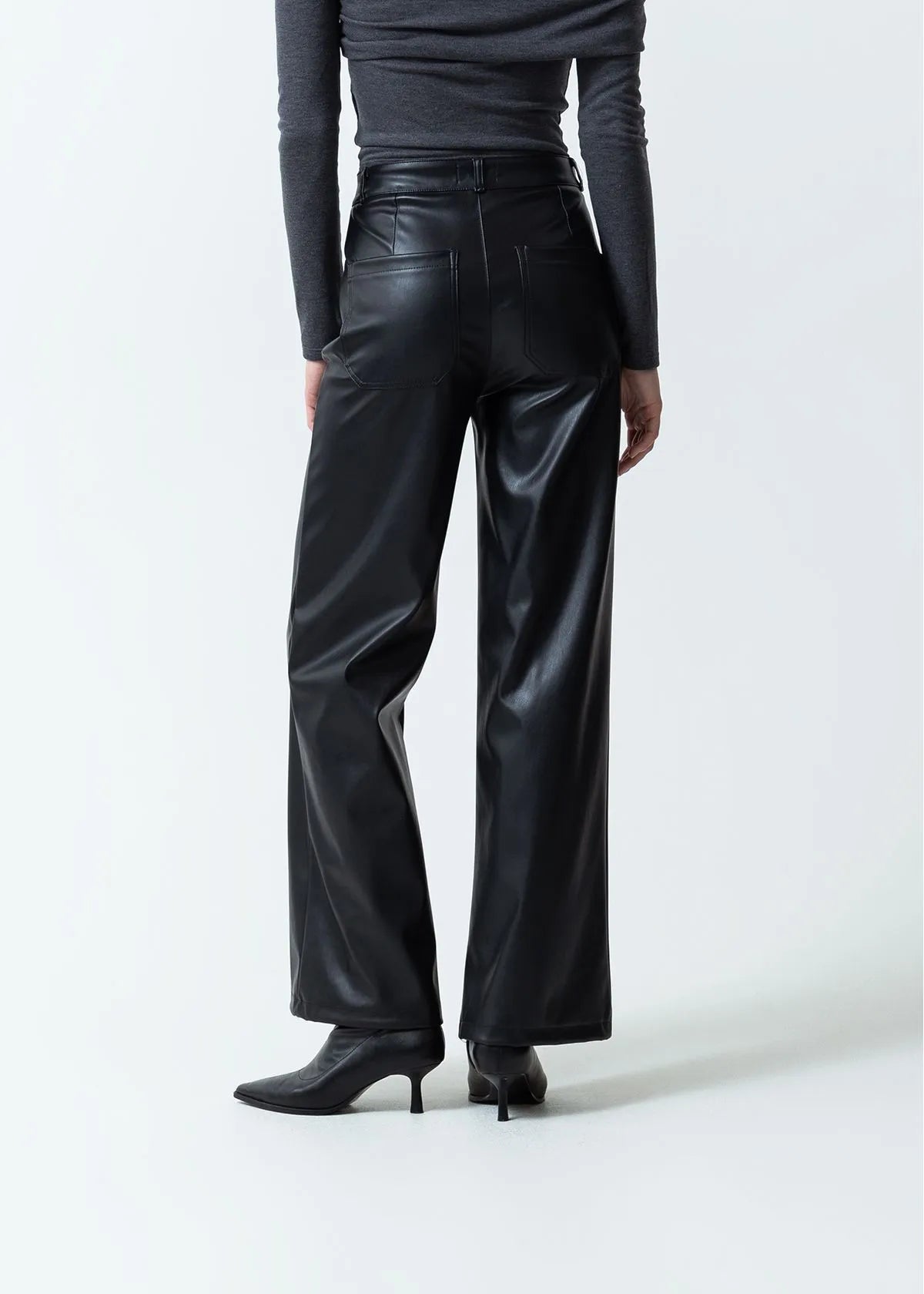 Leather-like fabric pants