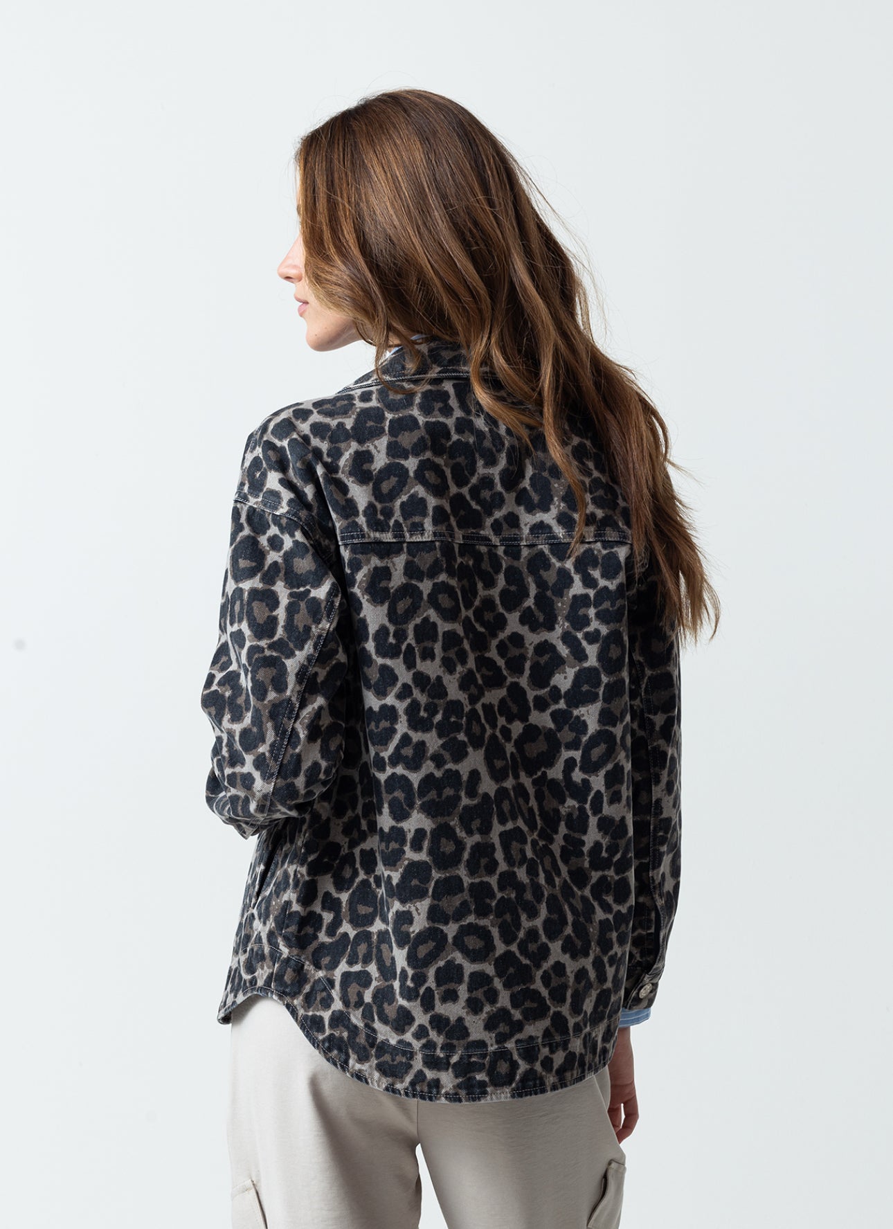 Grey Leopard Print Bomber Jacket