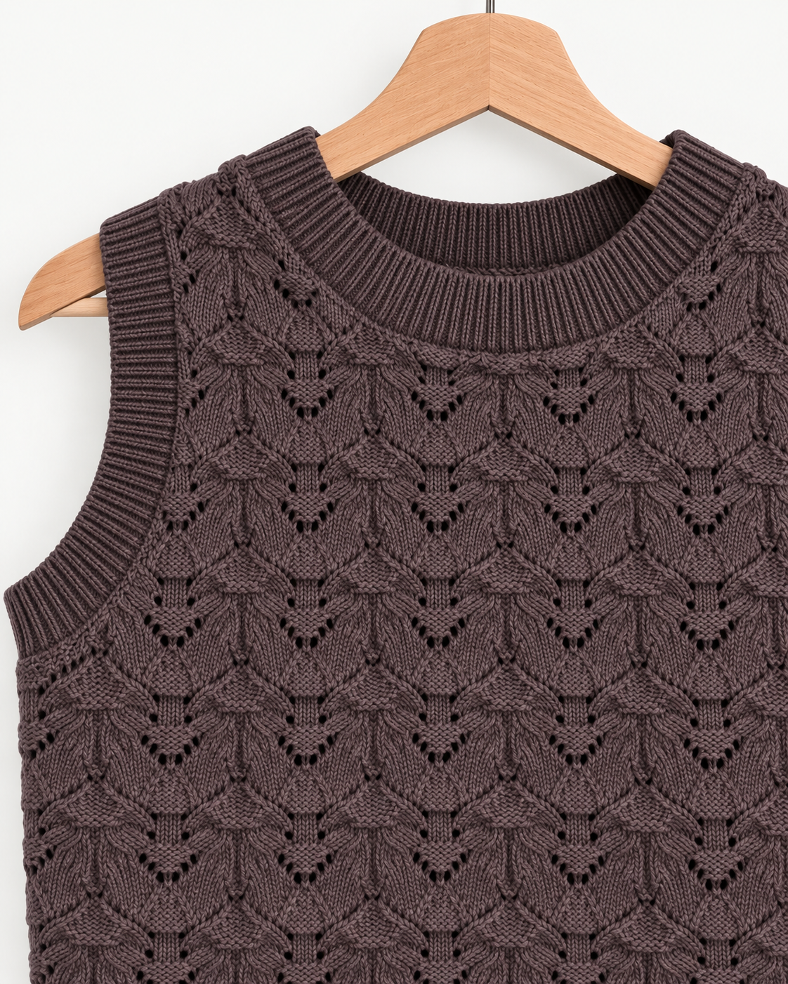 Chocolate Textured Knit Ve