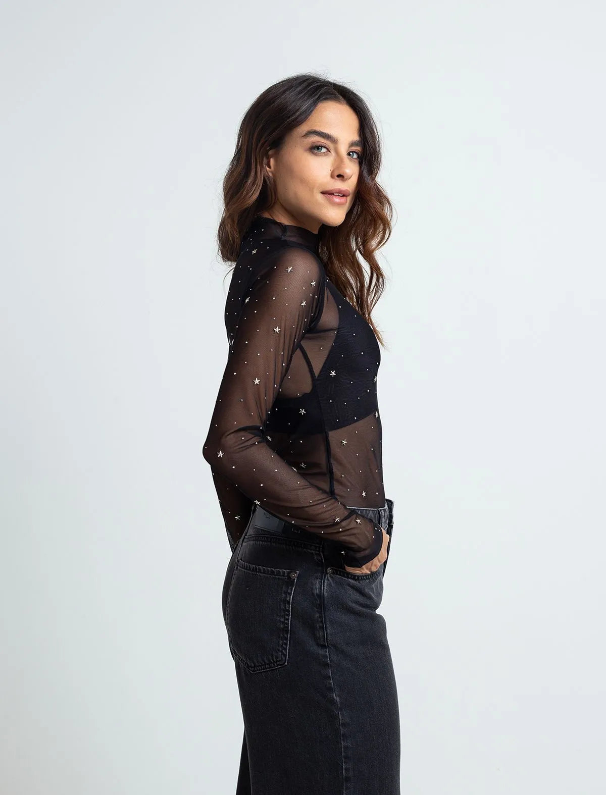 High-neck T-shirt