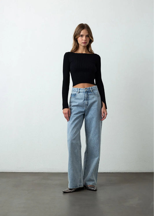 Jean Wide Leg fit five pockets