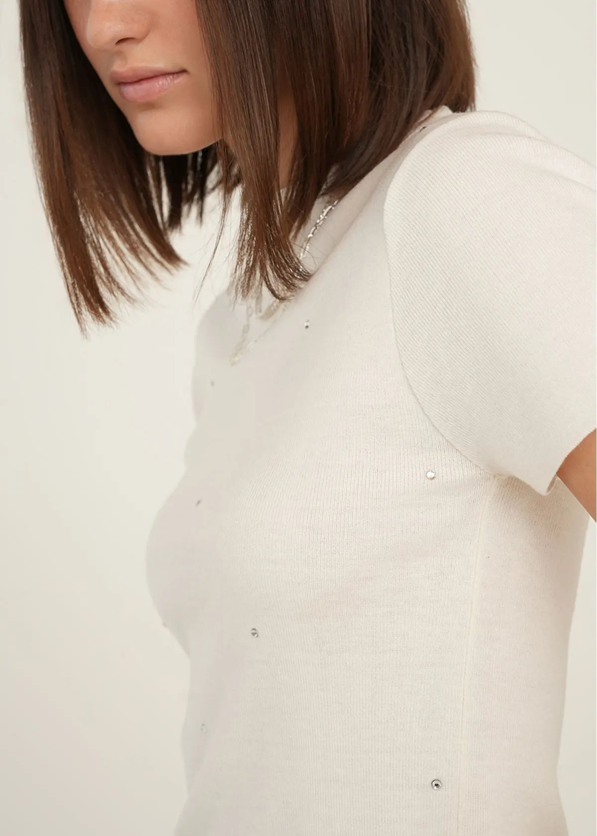 Woven T-shirt with mini glitter