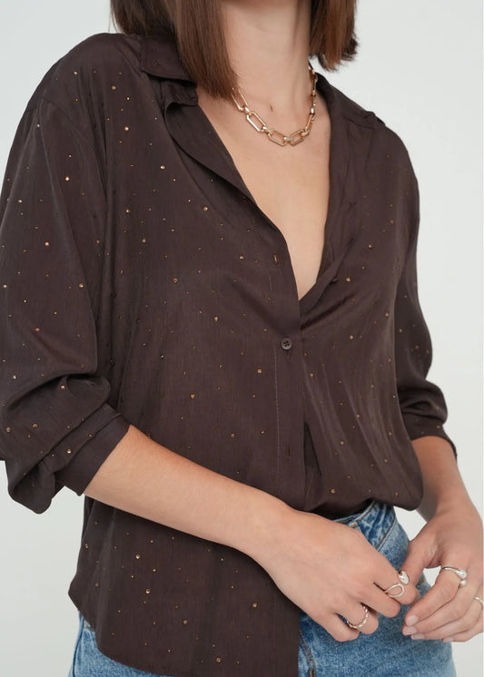 Shirt with shiny appliques