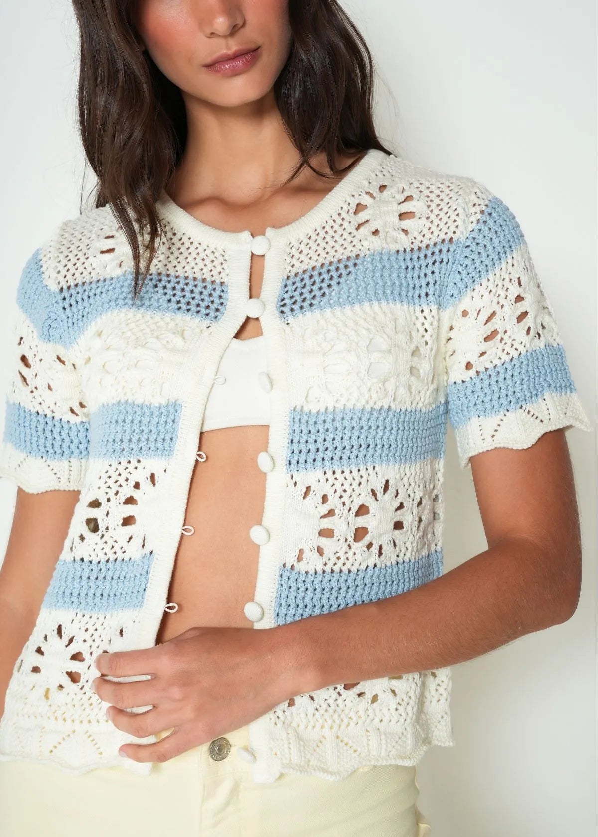 Striped woven T-shirt