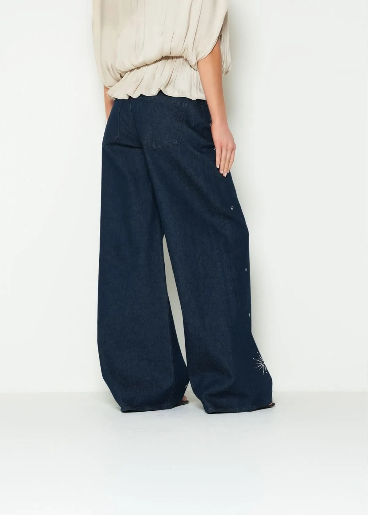 Jean wide leg low waist with appliques