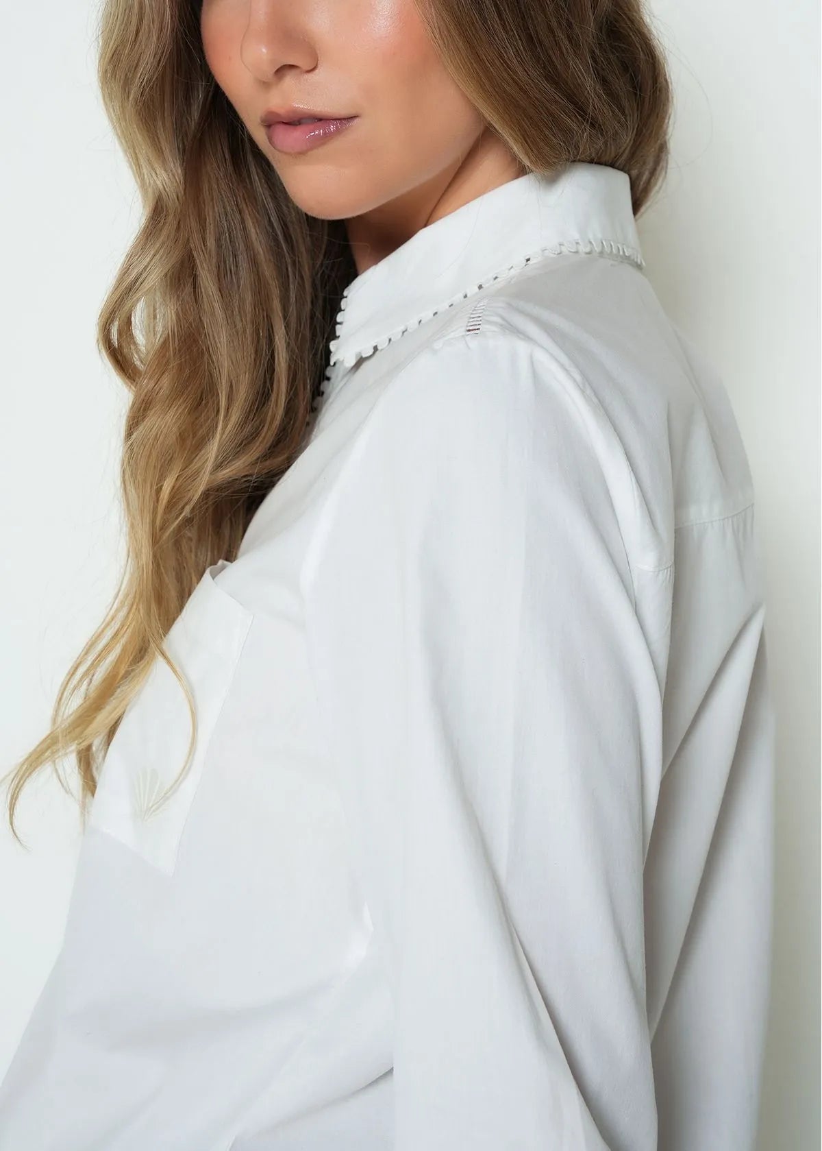 Long sleeve shirt classic collar embroidered