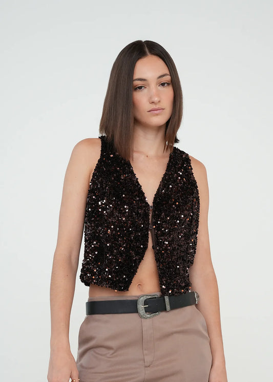 Vest with sequins