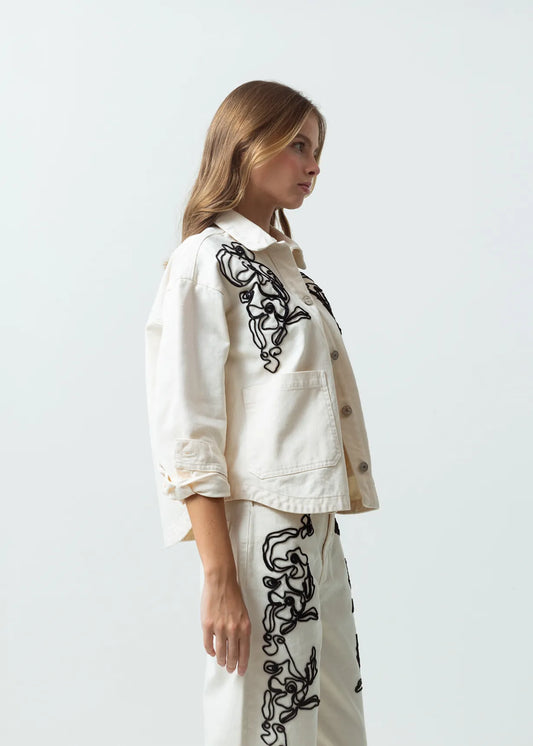 PRINTED WHITE DENIM OVERSIZED