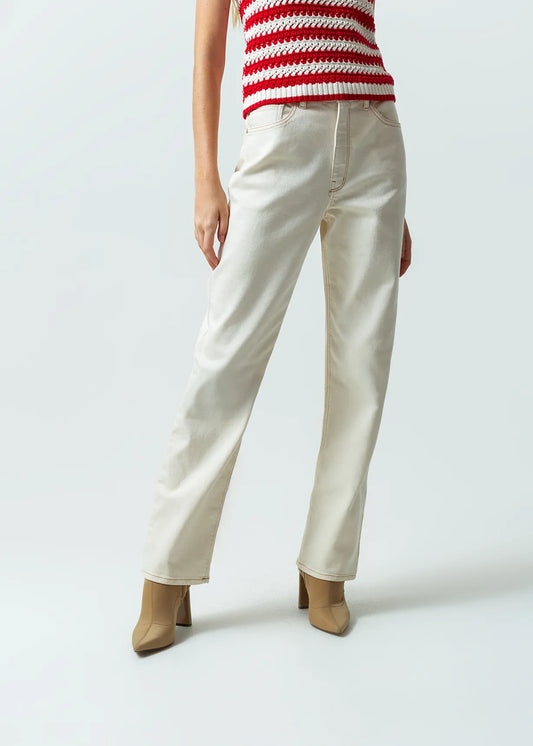 Straight high-rise denim pants