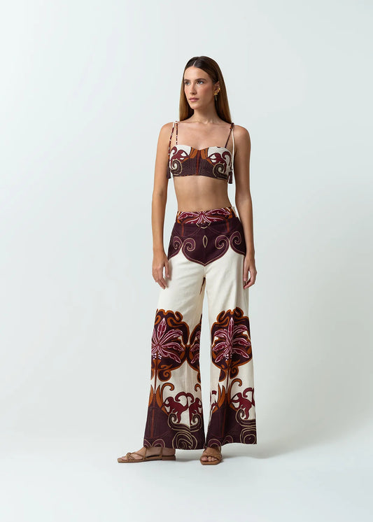Palazzo high-rise printed pants