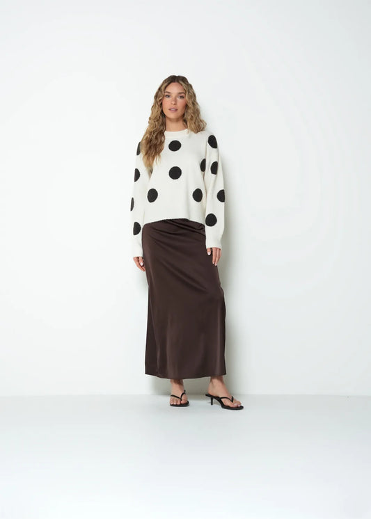 Long straight satin skirt