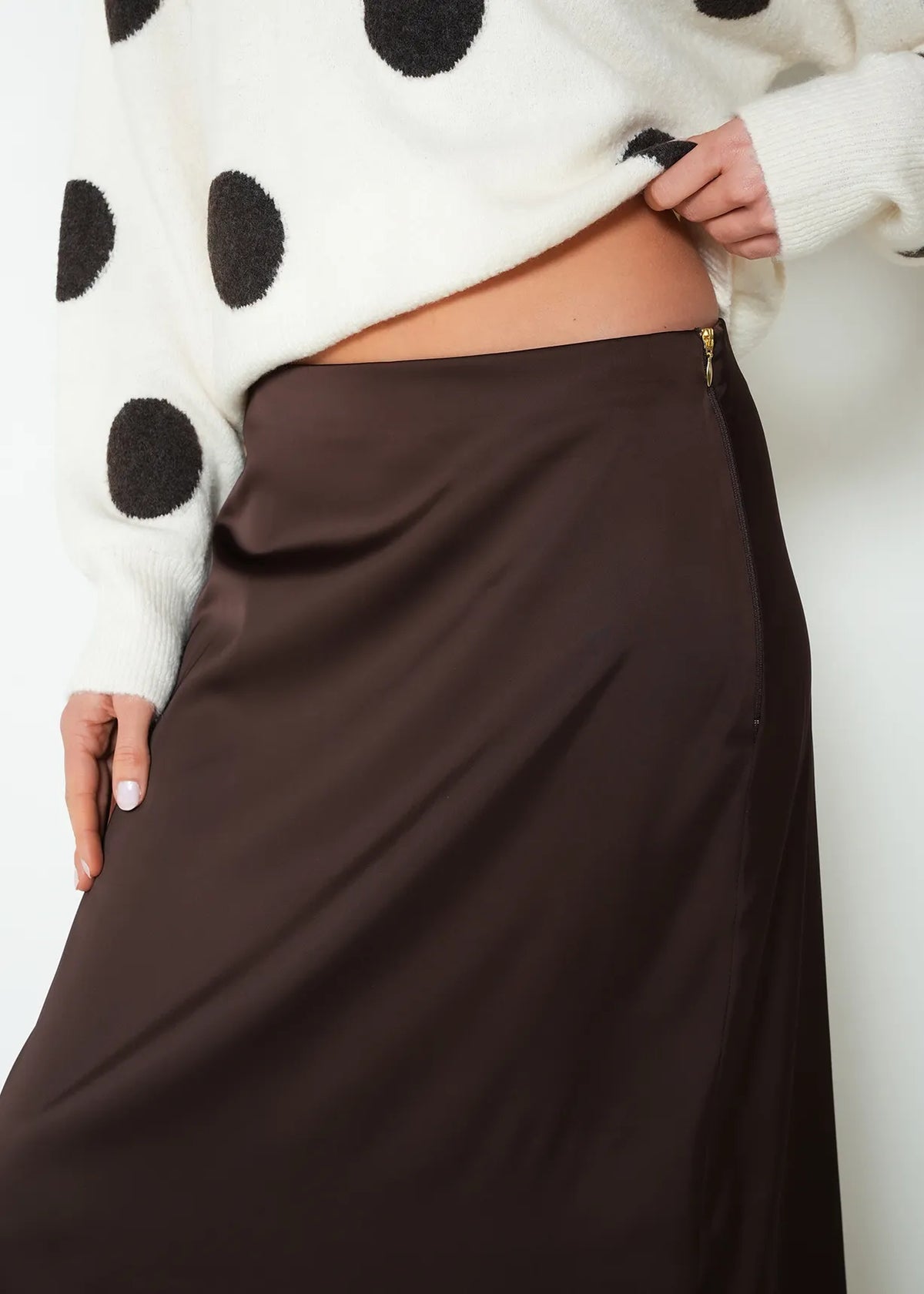 Long straight satin skirt