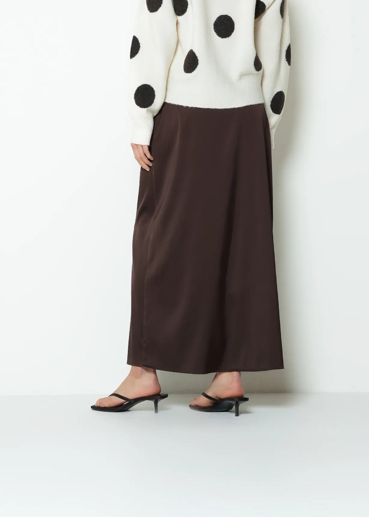Long straight satin skirt