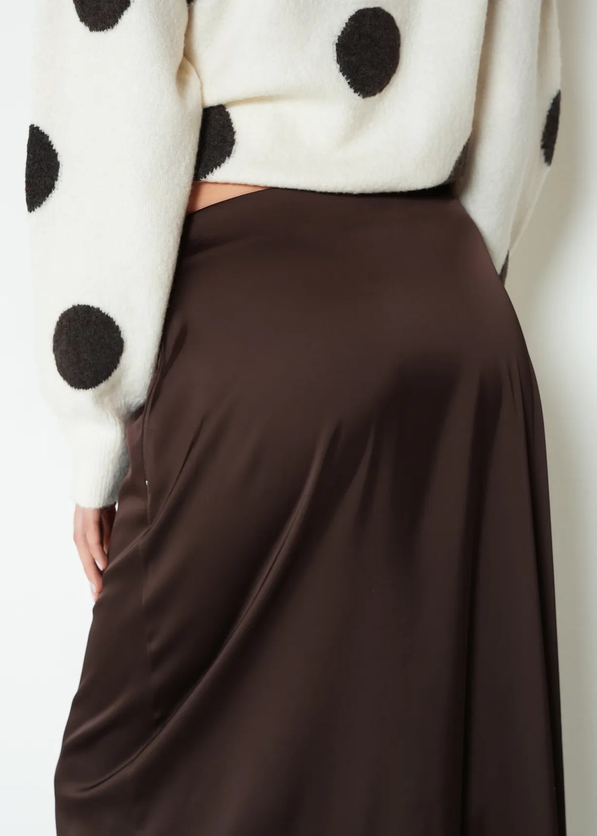 Long straight satin skirt