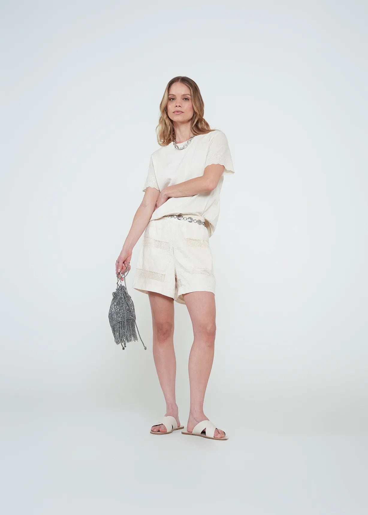 Shorts with embroidered details