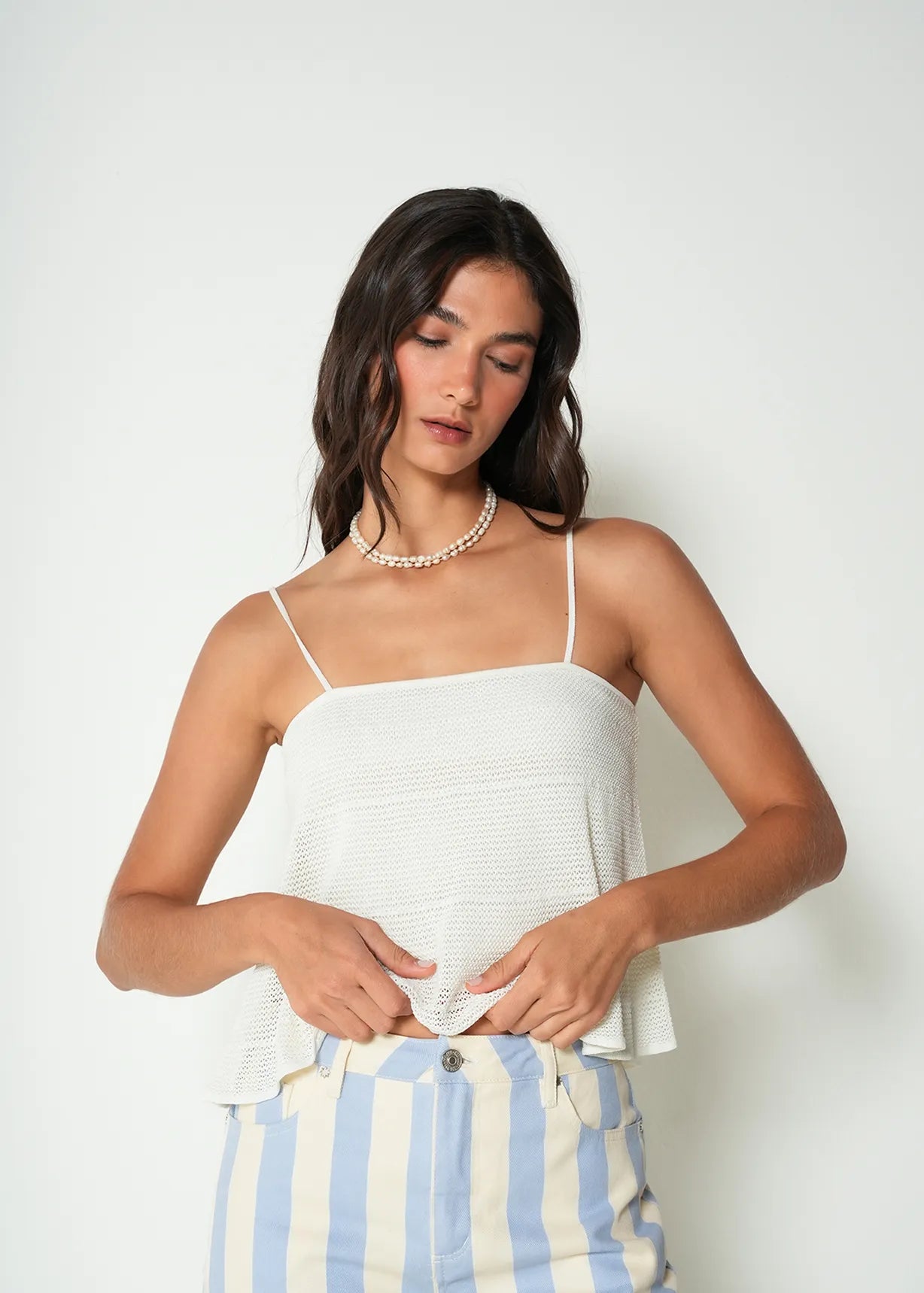 Woven striped t-shirt