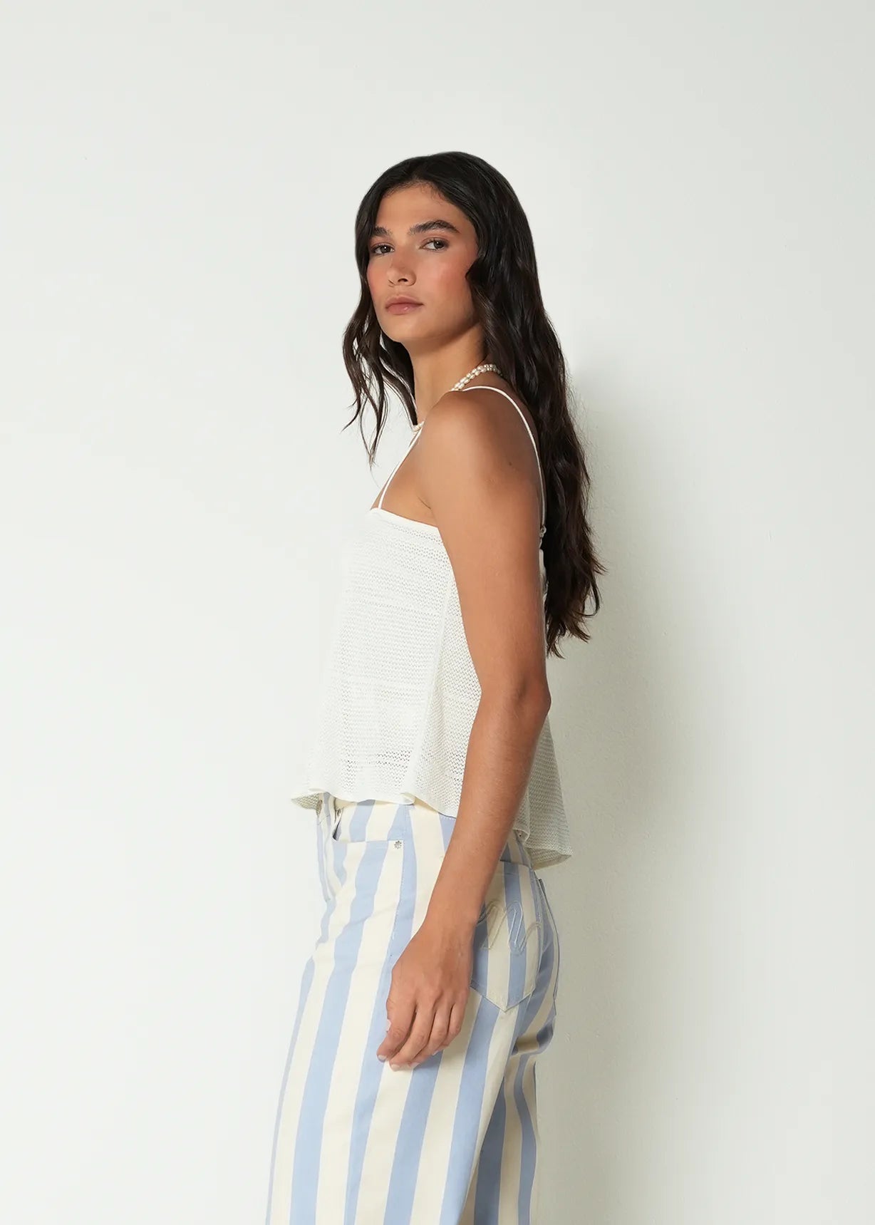 Woven striped t-shirt