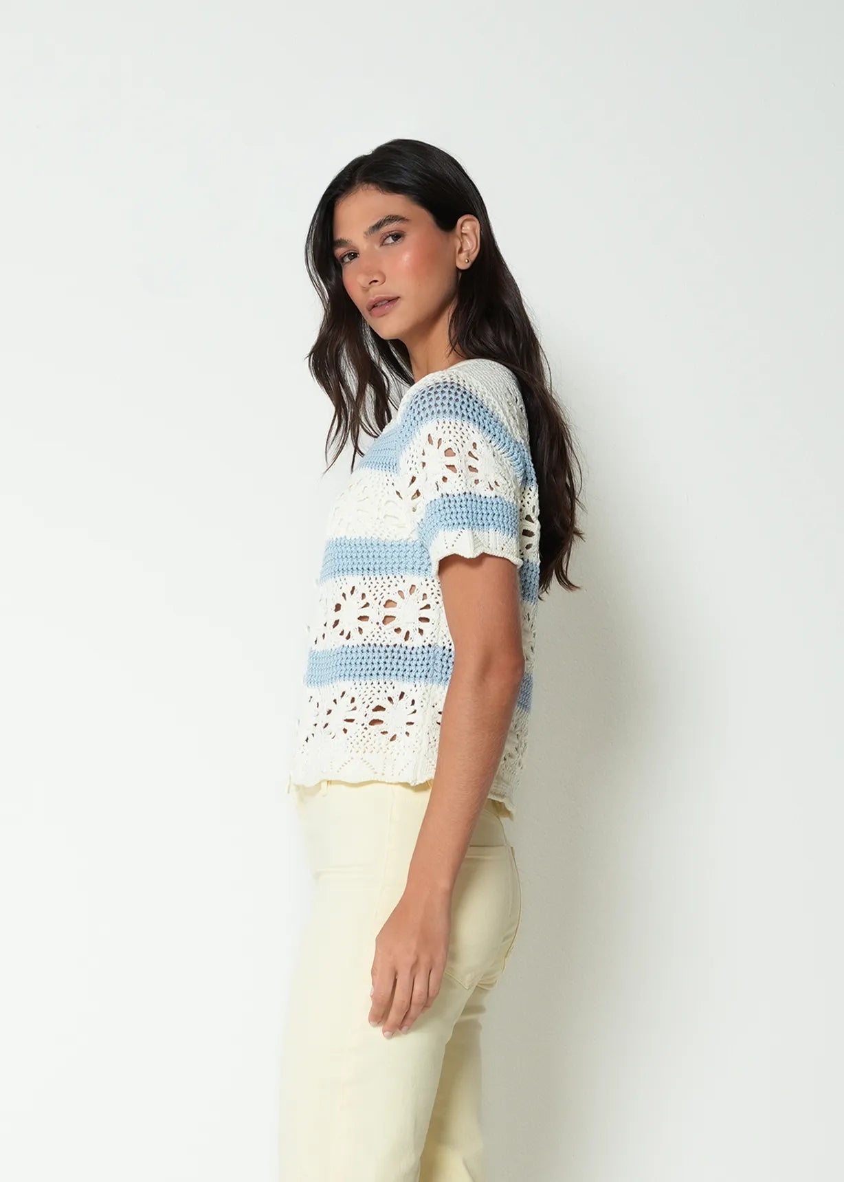 Striped woven T-shirt