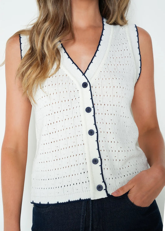 V-neck woven vest