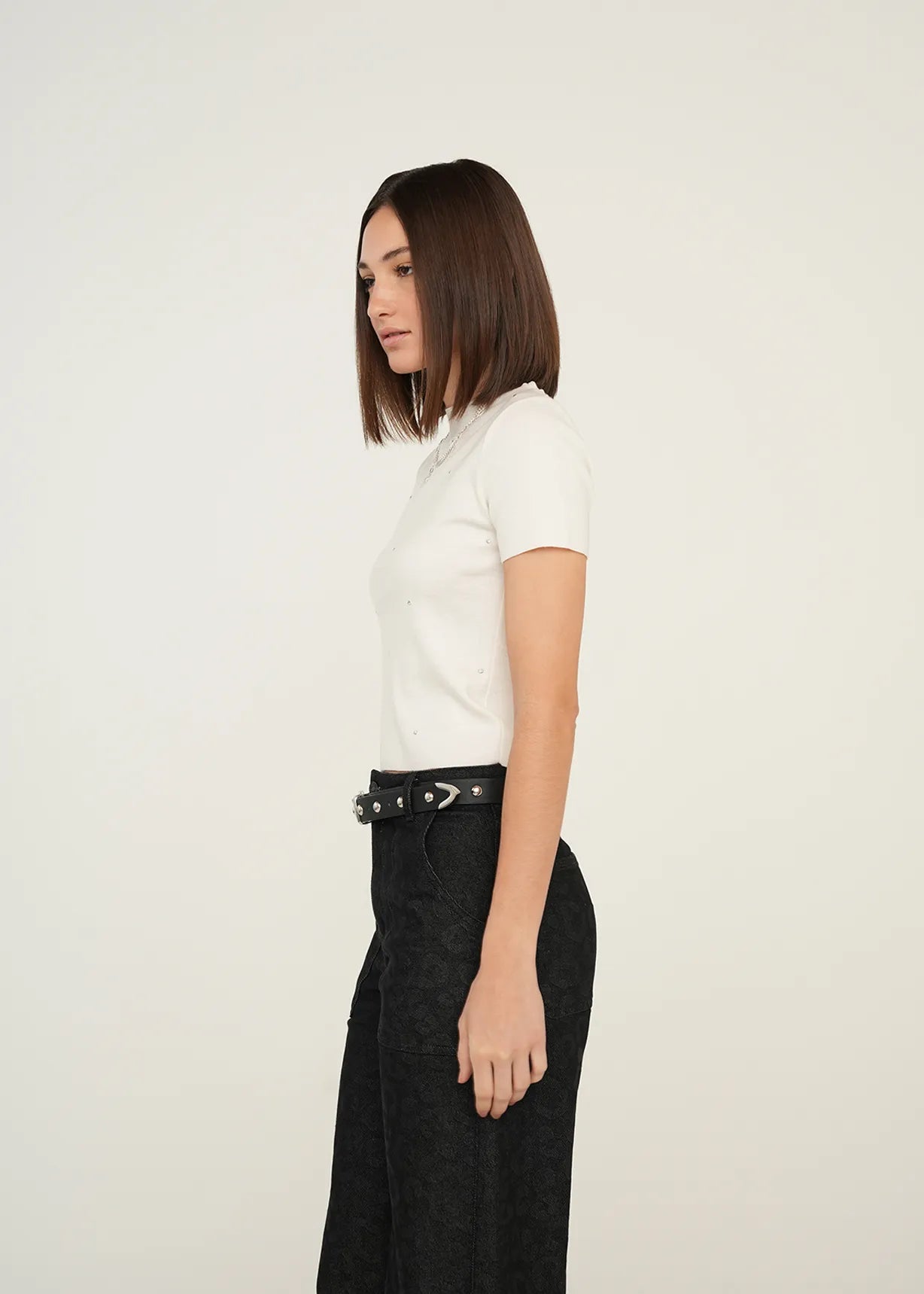Woven T-shirt with mini glitter