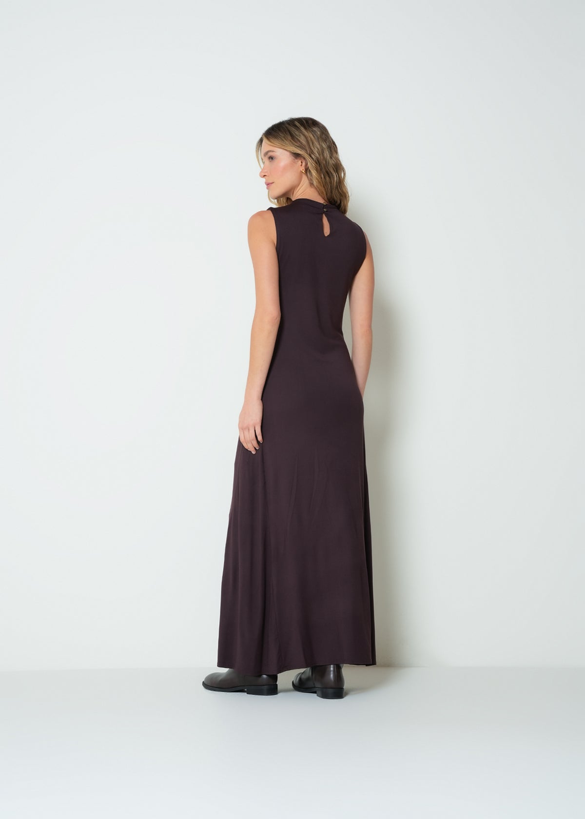 Chocolate Brown Sleeveless Maxi Dress