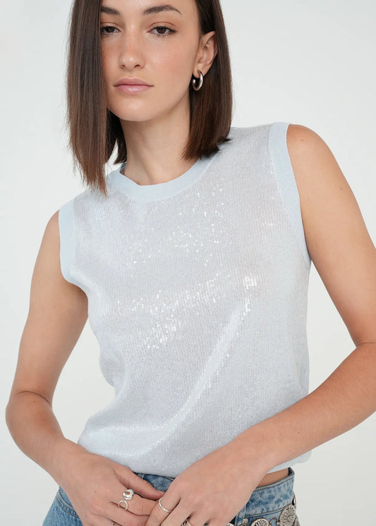 Woven T-shirt with sequins