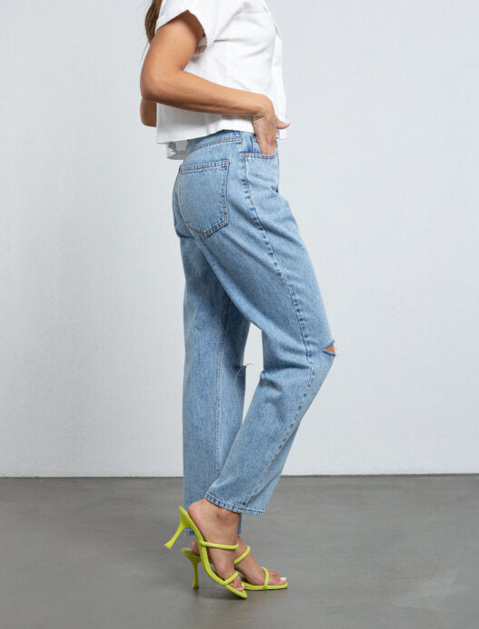 Jeans with rips.