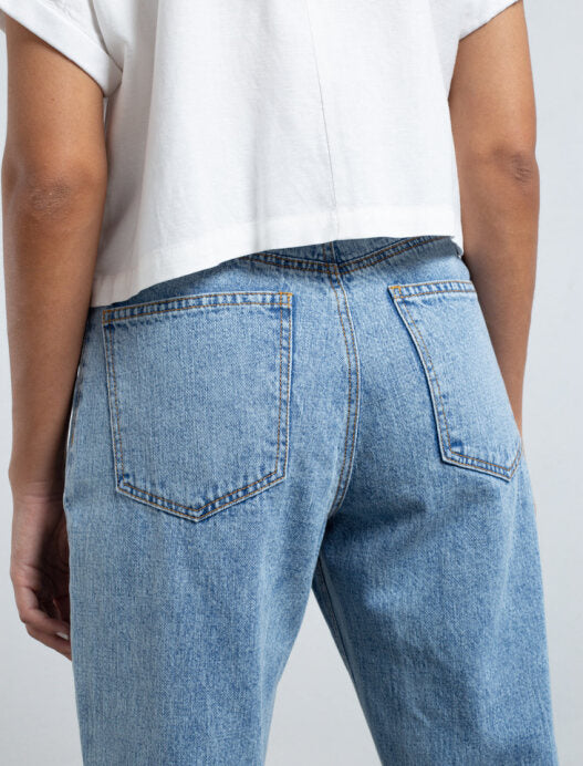 Jeans with rips.