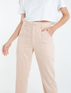 Drawstring waistband trousers.  • Front and back patch pockets.