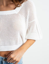 Load image into Gallery viewer, Woven T-shirt with square neckline.
