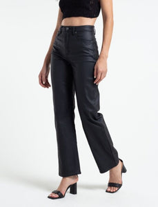 Straight fit leather type pants