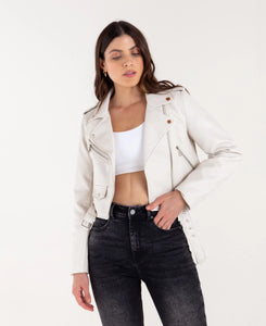 Jacket with classic collar and cross closure to close on the front